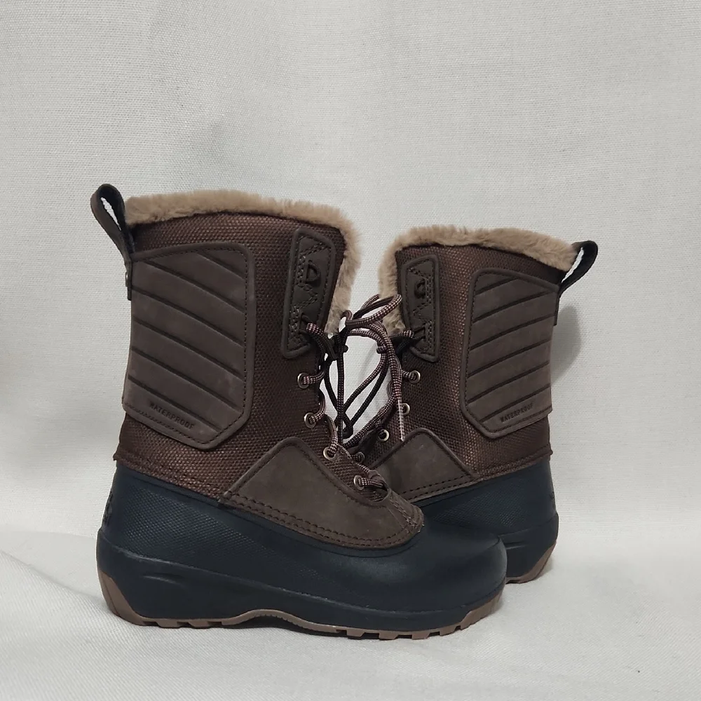 Women's Brown Waterproof Winter Lace-Up Boots